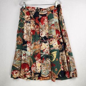 VTG Geiger Collections Austria Pleated Midi Skirt Sz 46 Equestrian Horses Floral